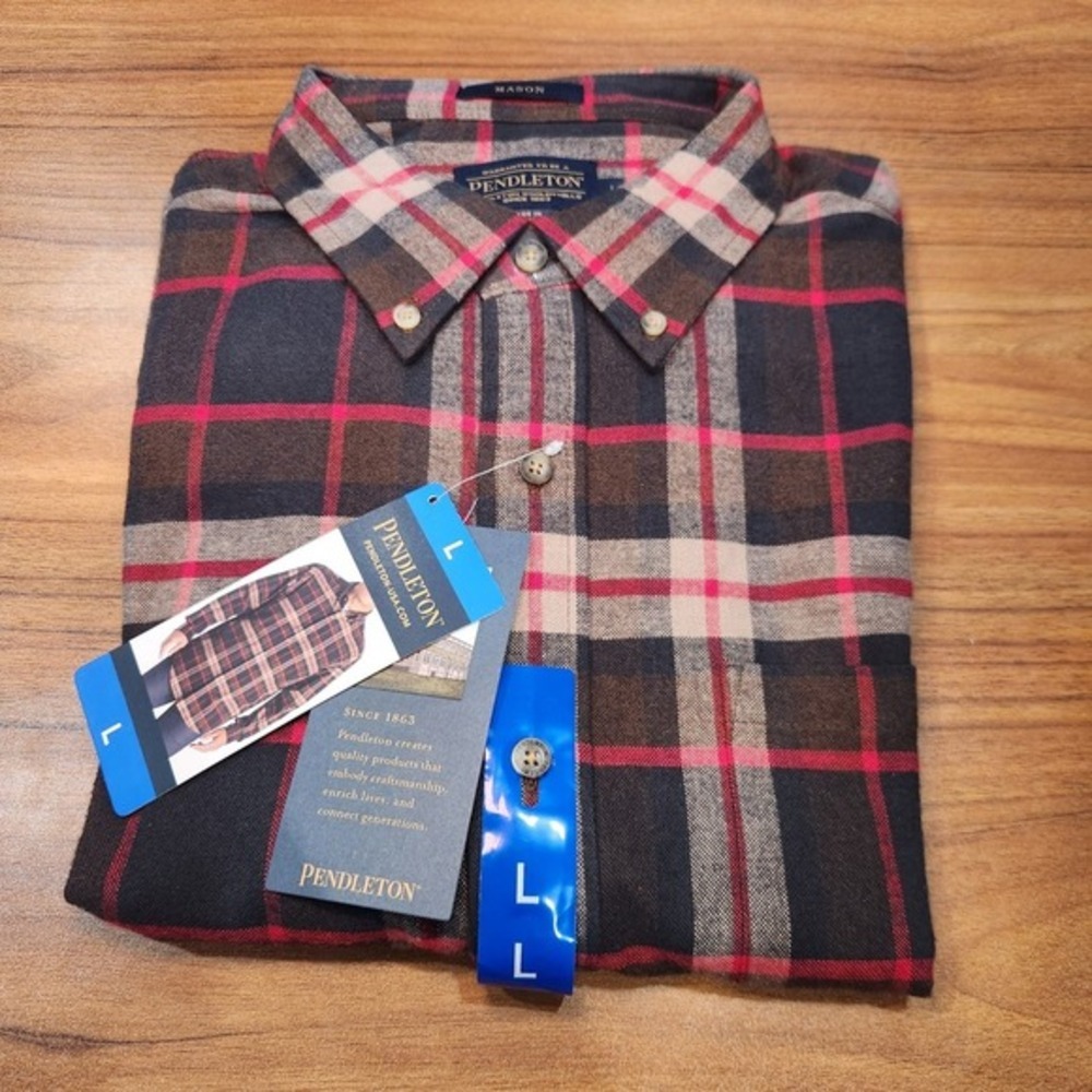 Pendleton Men's Mason Shirt, Red Plaid,‎ Large